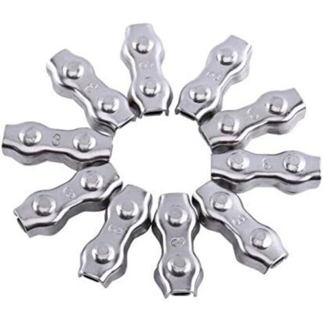 Enowelir 10Pcs M3 Duplex Clips Serre-câbles en Acier Inoxydable pour Filin Cable Inox