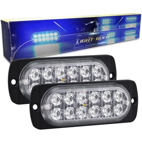 Enowelir 2 Pièces 4.3 pouces 12 led barre lumineuse stroboscopique, 12v 24v clignotant gyrophare police feux de remorque,bleu