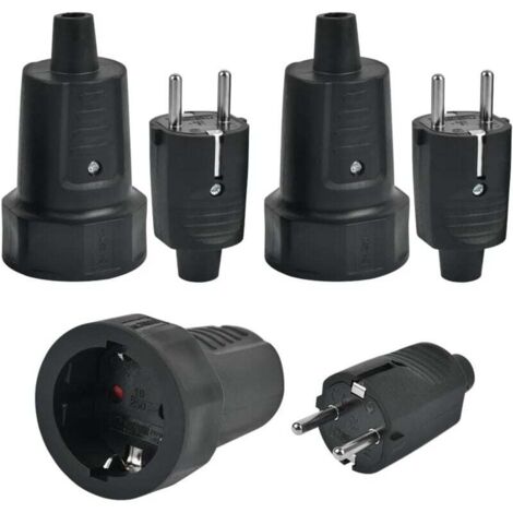 Enowelir 3 Fiches Mâle IP44 et 3 Prise Femelle, Fiche Électrique 2 Broches 250V 16A Fiche IP44 Fiche Électrique avec Caoutchouc Prise Electrique Étanche Fiche Mâle et Femelle pour Extérieur, pour Câbl