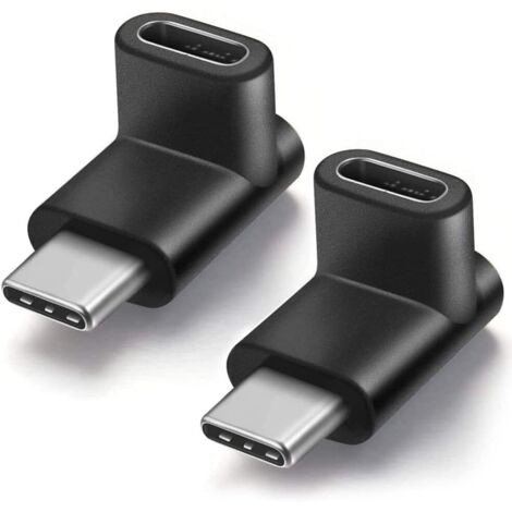 Enowelir a 2 Pièces Adaptateur USB-C Type C mâle à Femelle à 90 degrés, coudé vers Le Haut et vers Le Bas, Extension USB-C USB 3.1 Type-C pour Tablette, téléphone Portable, Ordinateur Portable
