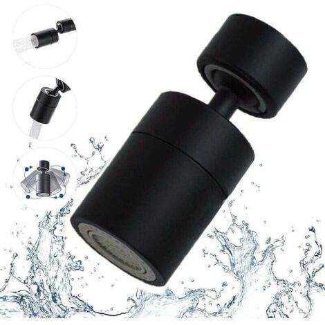 Enowelir Aérateur de robinet Mousseur pour robinet Pivotant 360 Degrés-2 Modes Adaptateur Fil Interne 22mm Guazhuni（noir）