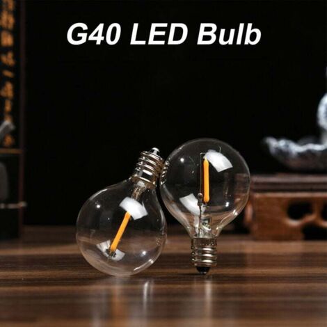 Enowelir Ampoule LED G40 E12 Remplacement, IP44 Étanchéité 220V 2700K Ampoules LED Guirlandes Extérieur, 1W=10W Incandescente, Ampoule LED Filament G40 Globe E12 pour Guirlande Exterieure,
