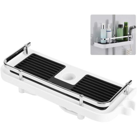 Enowelir Bac de douche, support de rangement mural pour salle de bain, grande capacité, ventouse de rangement à la mode