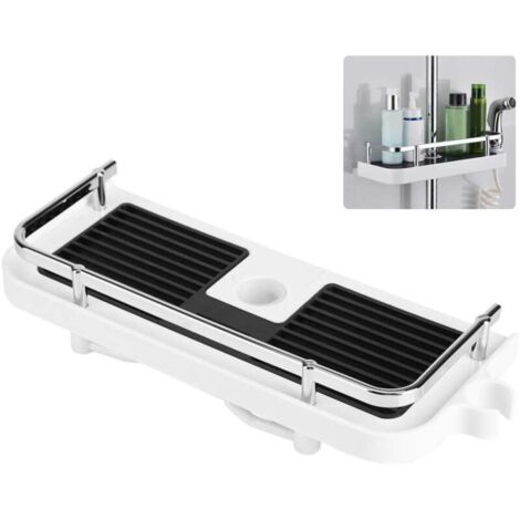 Enowelir Bac de douche, support de rangement mural pour salle de bain, grande capacité, ventouse de rangement à la mode