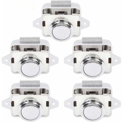 Enowelir Bouton Poussoir Porte Placard RV Caravane Camping Car Serrure Loquet Fermeture Argent 5 Pièces