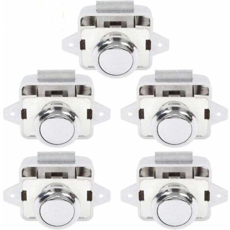 Enowelir Bouton Poussoir Porte Placard RV Caravane Camping Car Serrure Loquet Fermeture Argent 5 Pièces