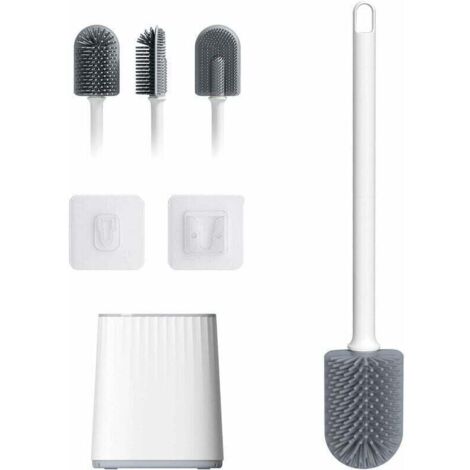 Enowelir Brosse De Toilette En Silicone Plat Avec Support Antibactérien Et Séchage Rapide
