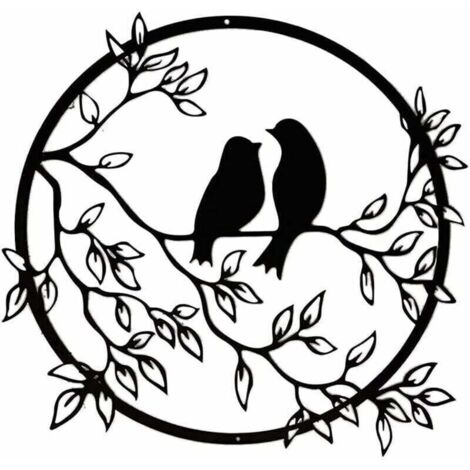 Enowelir Décoration Murale Métal Oiseau sur Branche Tableau Déco Intérieur 30 cm Accessoire Tenture