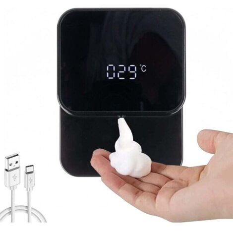 Enowelir Distributeur De Savon Automatique Mural Sans Contact Avec Affichage LED Noir Capacité 280 ml