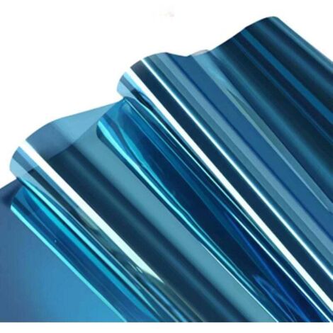 Enowelir Film Miroir Autocollant Pour Fenêtre Brise Vue Protection Solaire Et UV 99% Bleu Argenté 40 x 200 cm