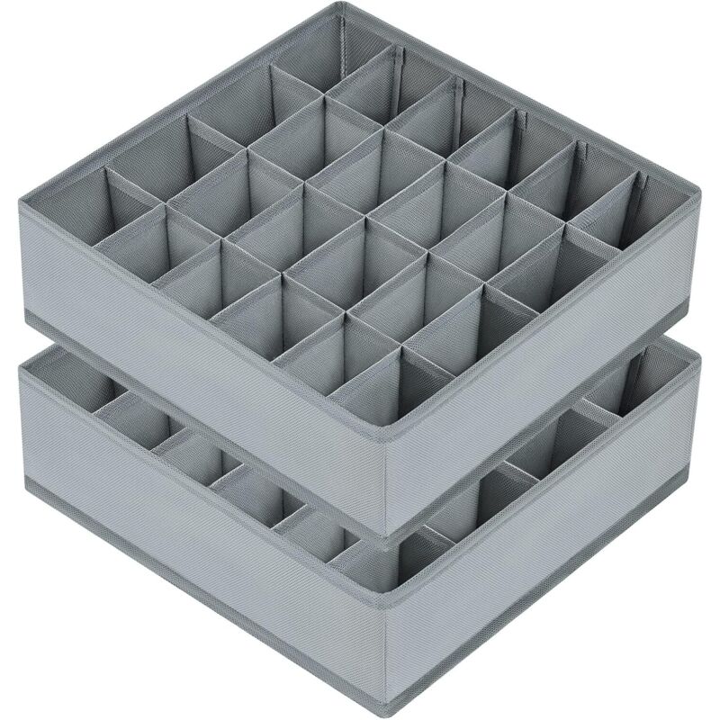 Enowelir Joyoldelf Lot de 2 organiseurs de tiroirs pliables à 24 compartiments pour chaussettes, soutien-gorge, mouchoirs (gris)