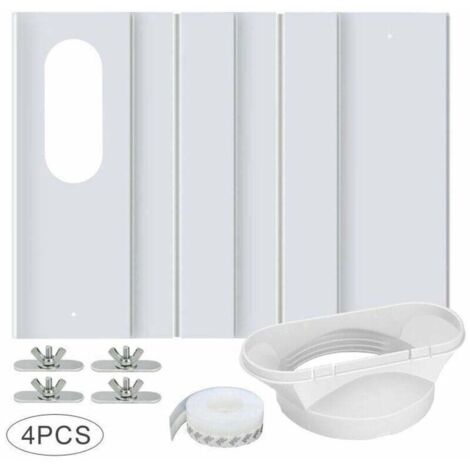 Enowelir Kit de Fenêtre pour Climatiseur Portable, avec Coupleur Universel Panneau en PVC Renforcé Réglable Joint de Fenêtre Kit d'Aération de Fenêtre AC pour Coulissante pour 10cm Tuyau d'Échappement