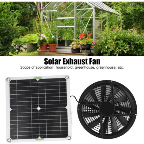 Enowelir Kit de ventilateur à panneau solaire, ventilateur d'extraction solaire portable étanche 100 W 12 V avec protection métallique, pour poulailler, serre, abri de jardin, animalerie, conduit d'év