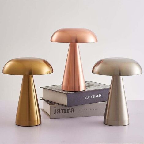 Enowelir Lampe De Table Champignon Rechargeable Veilleuse Tactile Gradation Or Champagne Bureau Chambre