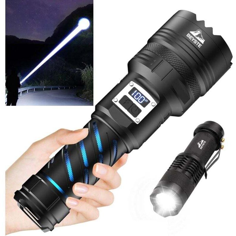 Enowelir Lampe Torche LED Tactique Rechargeable 600000 Lumens Haute Luminosité Avec Double Commutateur