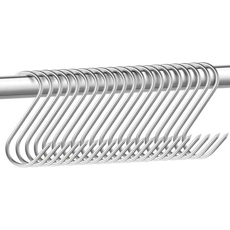 Enowelir Lot de 15 crochets de boucher en acier inoxydable - 15 cm - Crochets de boucher - Crochets en forme de S - Pour salle de bain, chambre à coucher, bureau, cuisine, magasin, travail de la viand