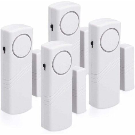 Enowelir Lot de 4 Alarmes Porte Fenêtre Sans Fil Anti-Intrusion Sécurité Maison 100 dB Magnétique