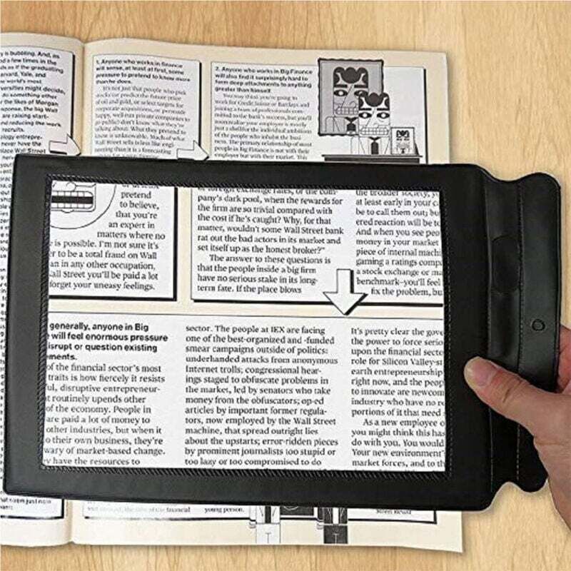 Enowelir Loupe de Lecture Pleine Page A4 3X Portable pour Personnes Âgées et Basse Vision, Aide à la Lecture de Livres et Documents
