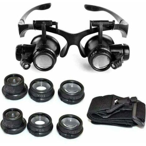 Enowelir Loupe Frontale Serre Tête avec LED Grossissements 10x 15x 20x 25x pour Travail de Précision