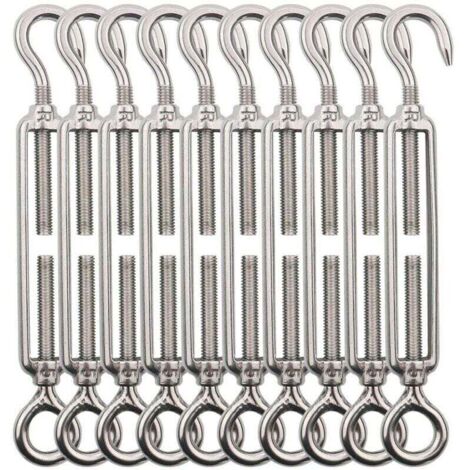 Enowelir Oeil De Tendeur M5 Crochet Acier Inoxydable 10 Pièces Pour Fil Jardin Clôture Éclairage Extérieur Suspendu