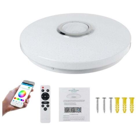 Enowelir Plafonnier LED 36W avec haut-parleur Bluetooth, intelligent avec télécommande et contrôle APP, changement de couleur RGB, réglable pour cuisine, salle de bain, chambre d'enfant, salon Ø 30cm