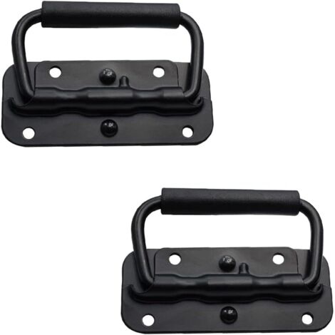 Enowelir Poignée de Flight Case 2 Pièces Poignée de Boîte à Ressort Poignée de Caisse Pliable Poignée à Ressort de Boîte à Outils Poignée Pliable à Ressort Poignée Caisse Noir (100mm)