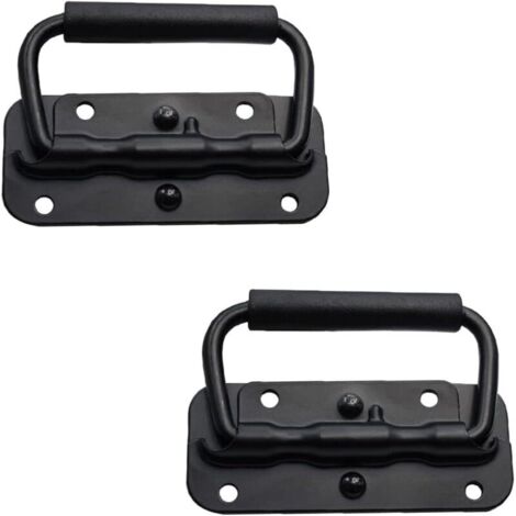 Enowelir Poignée de Flight Case 2 Pièces Poignée de Boîte à Ressort Poignée de Caisse Pliable Poignée à Ressort de Boîte à Outils Poignée Pliable à Ressort Poignée Caisse Noir (100mm)