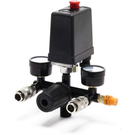 Enowelir Régulateur de pression avec pressostat pour compresseur Pressostat 2 afficheurs Valve de sécurité
