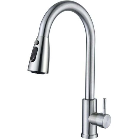 Enowelir Robinet de Cuisine avec Douchette Extensible à Rotation 360 Degrés et Trois Modes de Débit Robinet Mitigeur en Argent Brossé