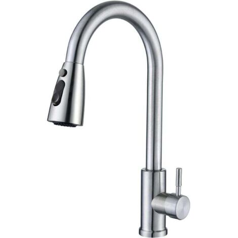 Enowelir Robinet de Cuisine avec Douchette Extensible à Rotation 360 Degrés et Trois Modes de Débit Robinet Mitigeur en Argent Brossé