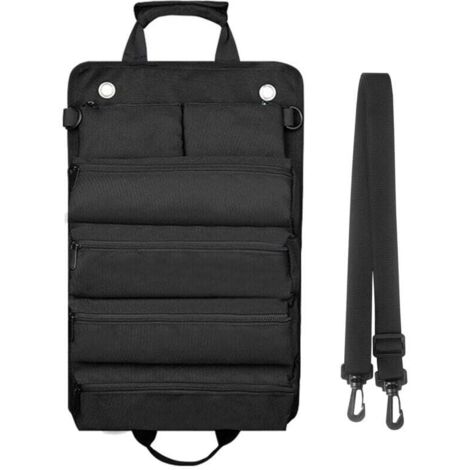 Enowelir Sac À Outils Roulant Imperméable Avec Roulettes Et Bandeoulière Multifonction Portable Et Robuste Noir
