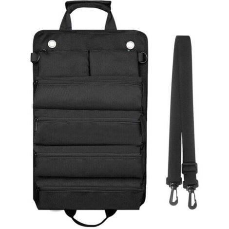 Enowelir Sac À Outils Roulant Imperméable Avec Roulettes Et Bandeoulière Multifonction Portable Et Robuste Noir