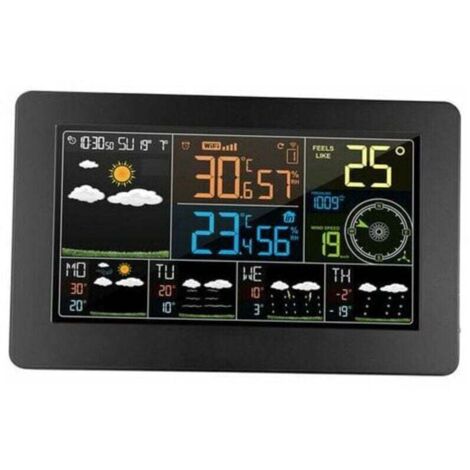 Enowelir Station Météo WiFi Connectée Application Multifonction Moniteur Intelligent Température Humidité Pression Atmosphérique Vitesse Vent Horloge Numérique