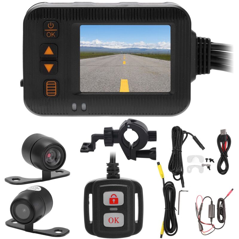 Basetbl - Enregistreur de conduite de moto 2 pouces 1080P + 720P hd Lens dvr Dash Cam étanche Enregistrement en boucle