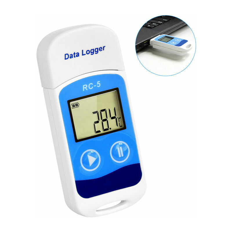 Enregistreur de température à disque RC-5 u blanc + bleu usb enregistreur de données automatique (batterie intégrée)