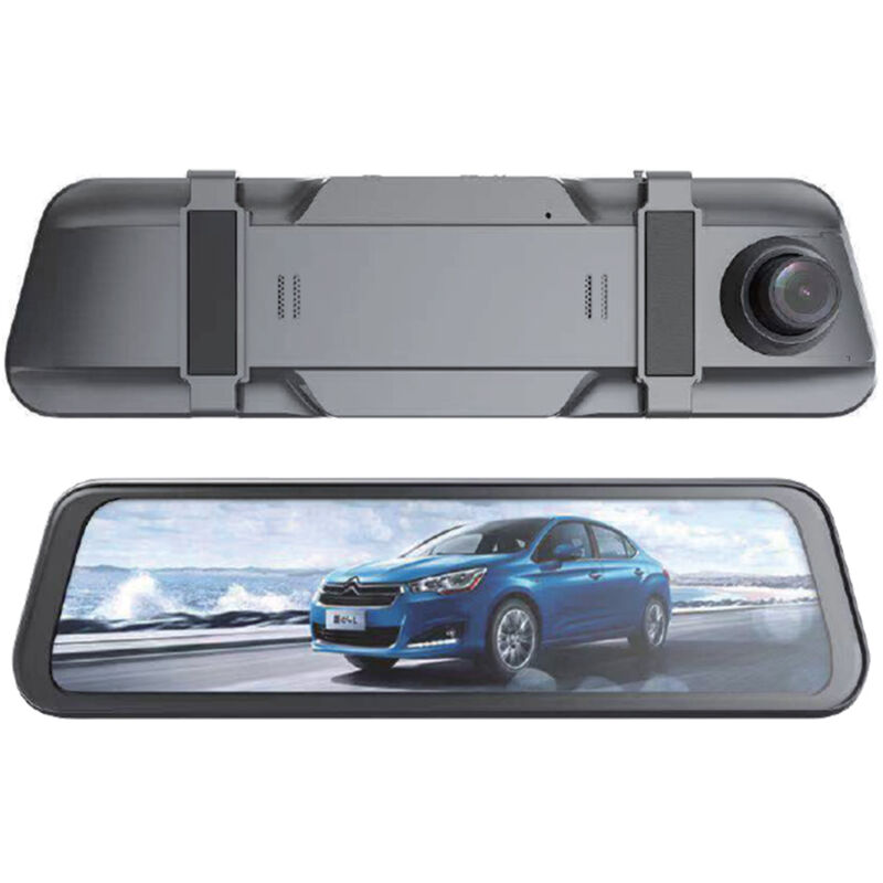Enregistreur vidéo de voiture Full HD G-sensor pour rétroviseur avec caméra de recul grise