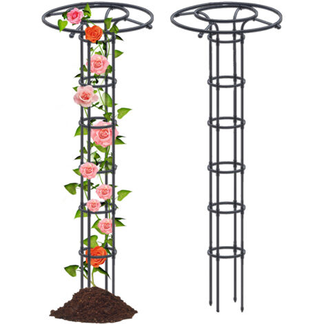 Enrejado de jardín, enrejado para setas, estructura para plantas trepadoras, rosales, clemátides, hortalizas, hecho de hierro negro, 210 cm (82,7 pulgadas), 1780 g