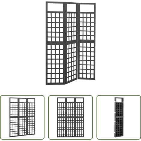 Enrejado de madera -  Biombo/Enrejado de 3 paneles madera de abeto negro 121x180 cm