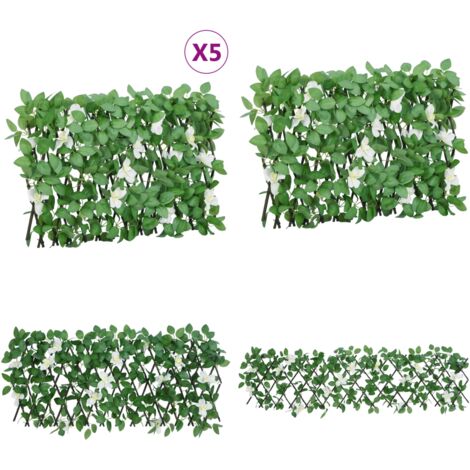 Enrejado expansible de hiedra artificial verde 5 uds 180x30 cm - Valla extensible - Privacidad al aire libre