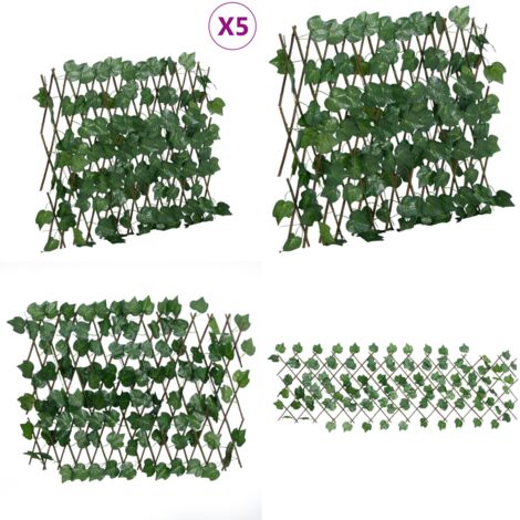 Enrejado expansible de parra artificial verde 5 uds 190x60 cm - Valla extensible - Valla de parra