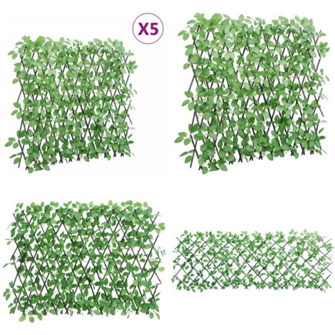 Enrejado expansible hiedra artificial verde 5 uds 180x65 cm - Valla extensible - Privacidad al aire libre