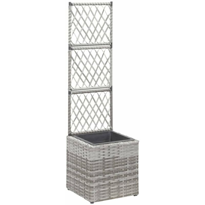 

Enrejado y arriate 1 maceta ratan sintetico gris 30x30x107 cm