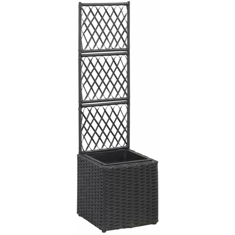 

Enrejado y arriate 1 maceta ratan sintetico negro 30x30x107 cm