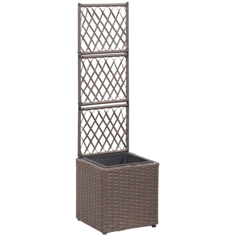 

Enrejado y arriate 1 maceta ratán sintético marrón 30x30x107 cm - Marrón