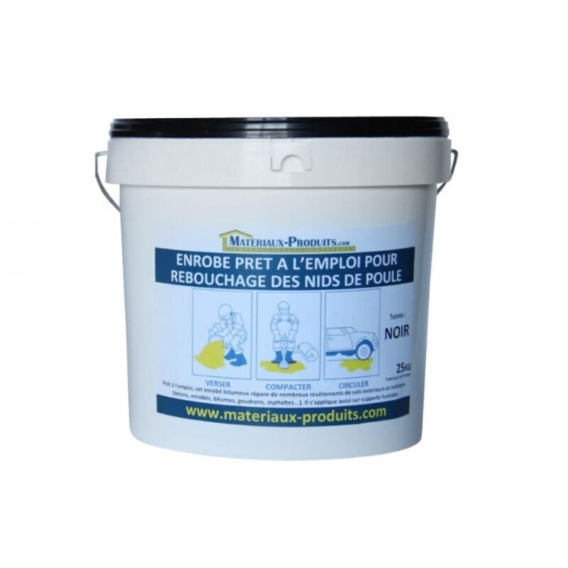 Enrobé prêt a l'emploi pour rebouchage des nids de poule - 25 Kg Noir Matpro