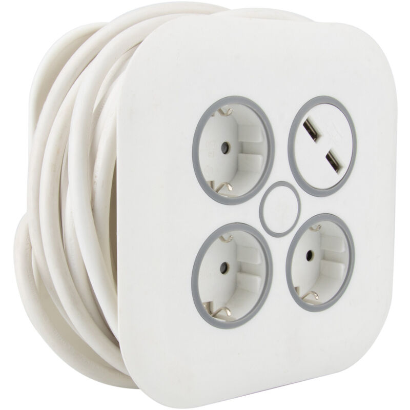 

Zenitech - Enrollacable doméstico design 3P + 2 USB 2,4A 7 metros