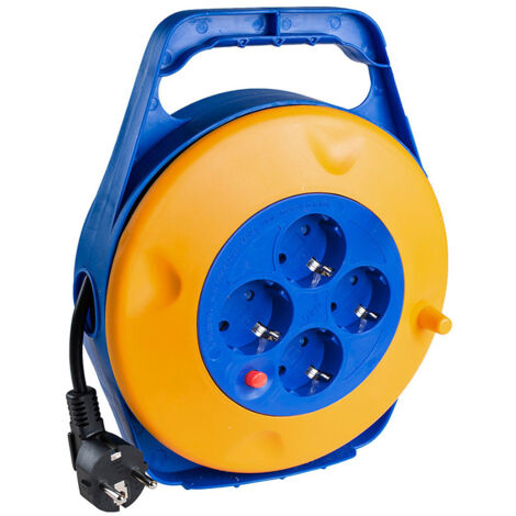 Enrollacables 10 m 3 g 1,50mm² 4 tomas bipolares con t/tl