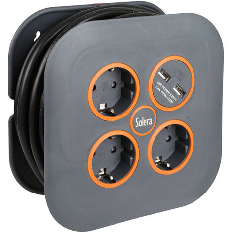 ENROLLACABLES CON 3 BASES 2P+T Y 2 USB SOLERA 7321USB