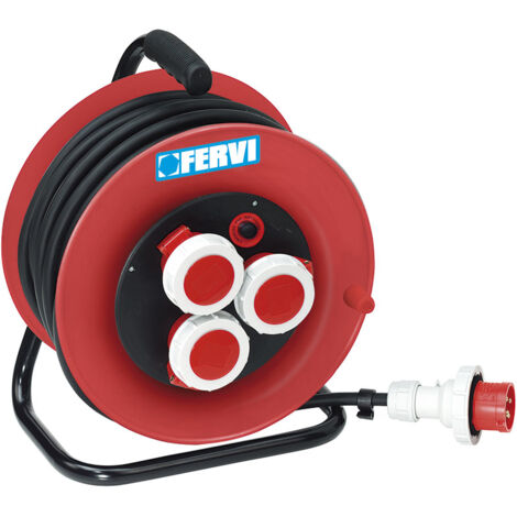 Enrollador de cable electrico alargador 30m 4x25 industrial 380v Fervi A010/30T