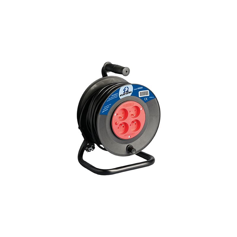 Enrouleur 4 prises 2P+T H05VV-F 3G1,5mm² - Noir 25m